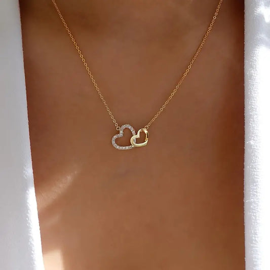 Heartfelt Connection Necklace – Dual Heart Pendant